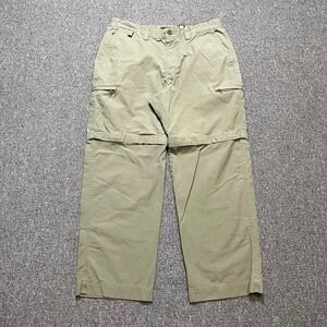 Eddie Bauer Hiking Pants 34x30 Green Convertible Zip Off Ripstop Relaxed Fit